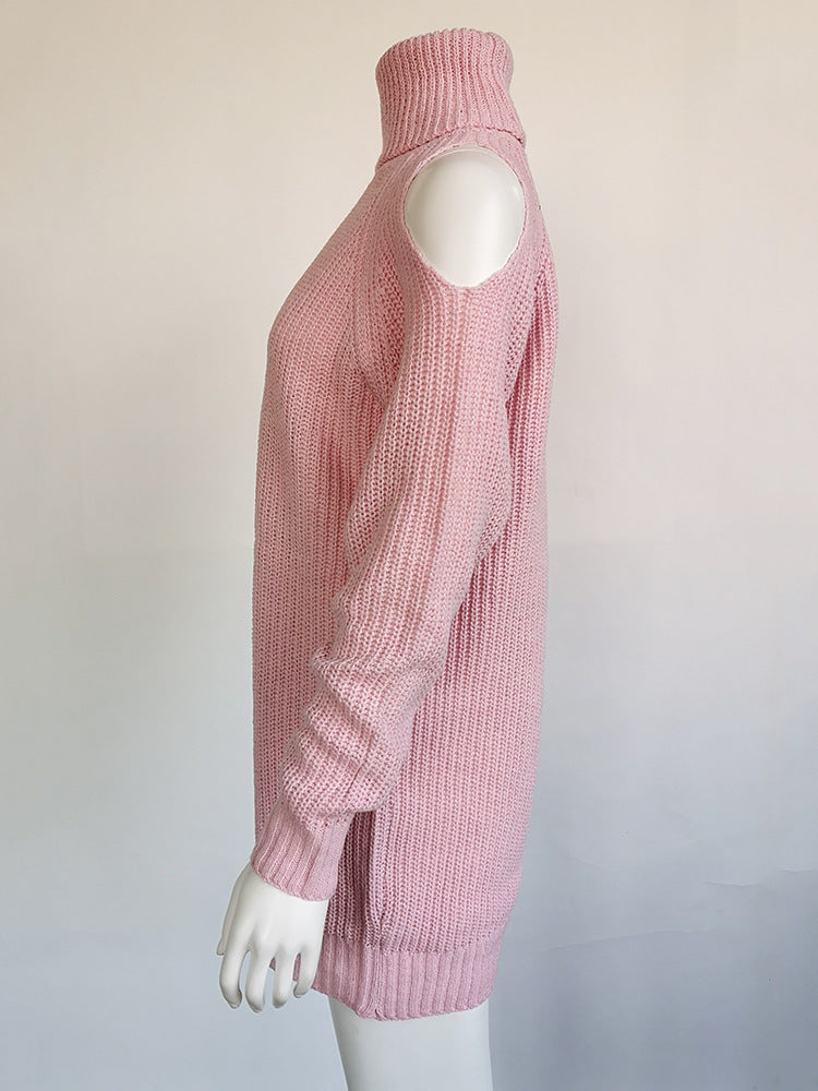High neck strapless sweater dress