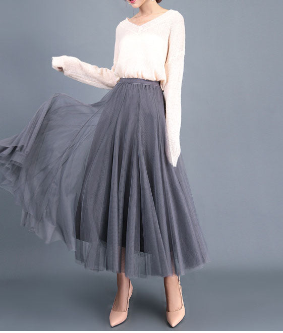High Waist Grenadine Skirt