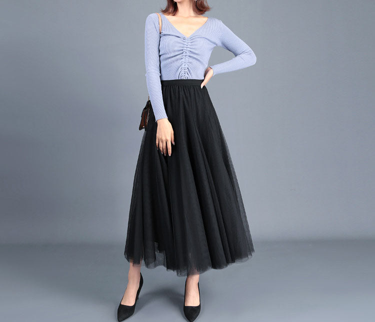 High Waist Grenadine Skirt
