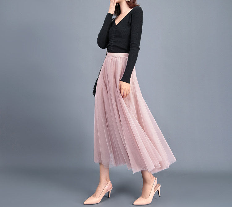 High Waist Grenadine Skirt