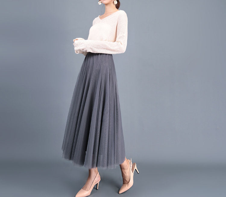 High Waist Grenadine Skirt