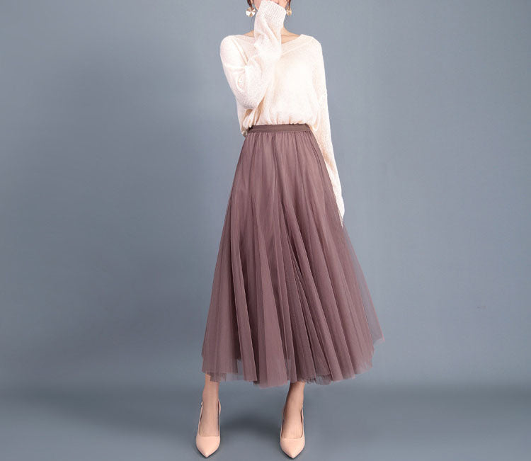 High Waist Grenadine Skirt