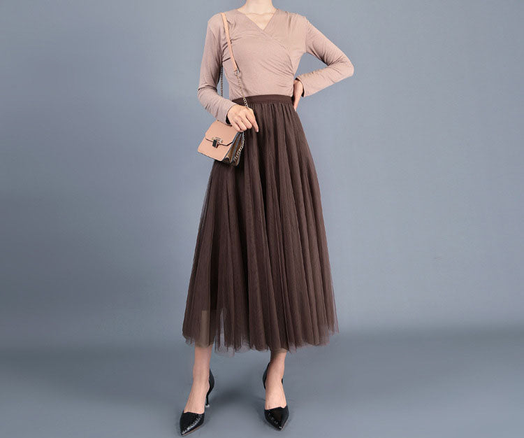 High Waist Grenadine Skirt