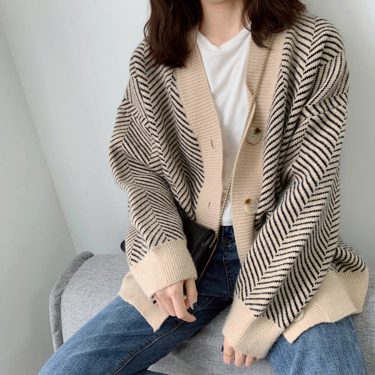 Stripe Sweater Cardigan