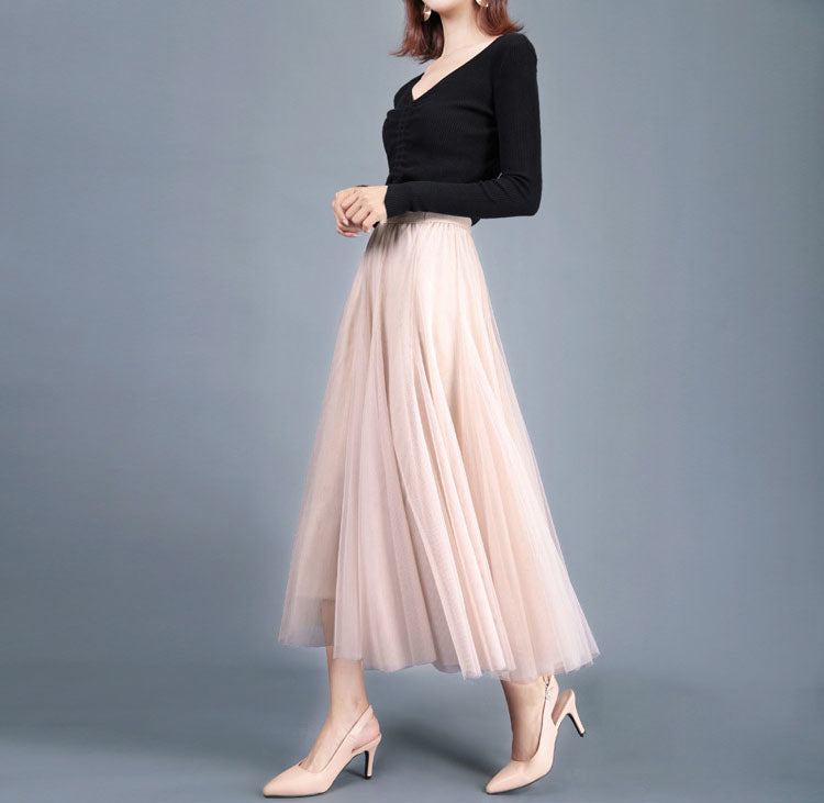 High Waist Grenadine Skirt