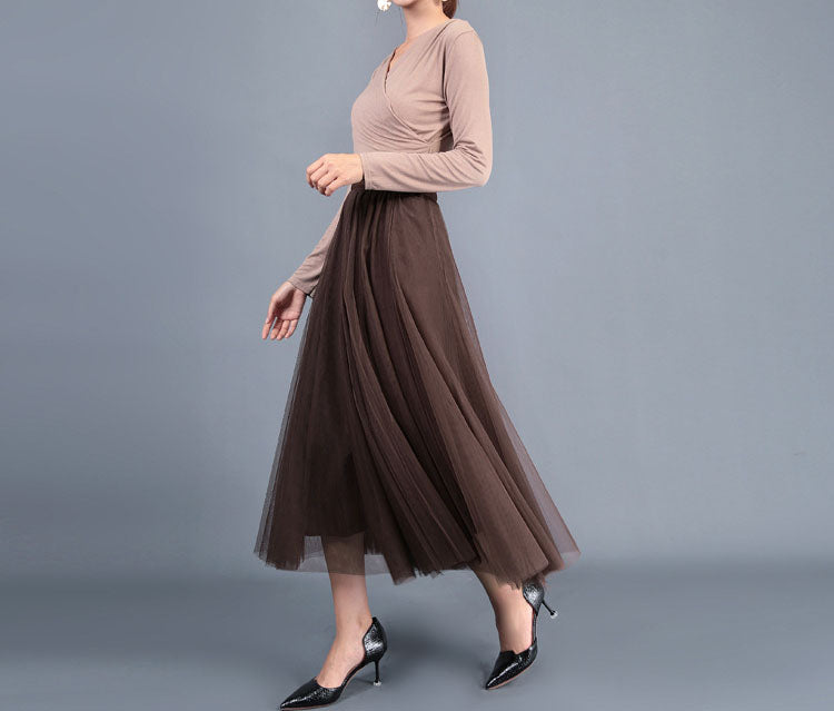 High Waist Grenadine Skirt