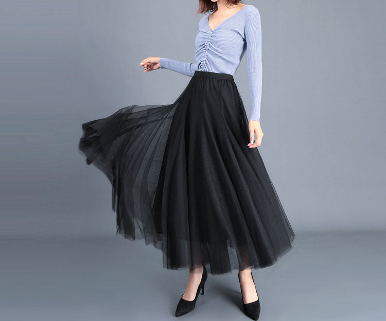 High Waist Grenadine Skirt