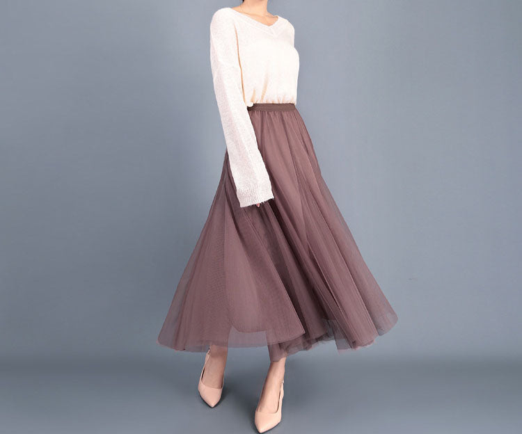 High Waist Grenadine Skirt