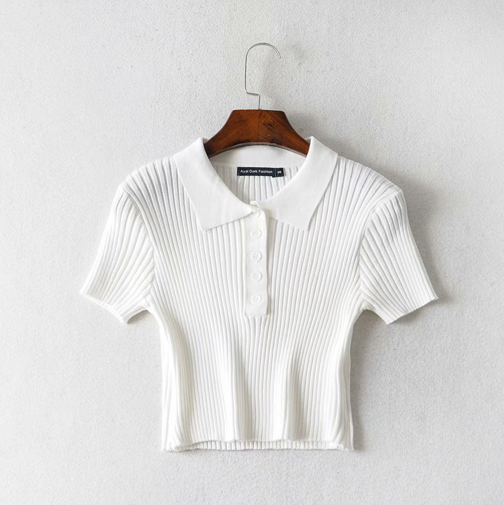 Front Buttons Knit Tops
