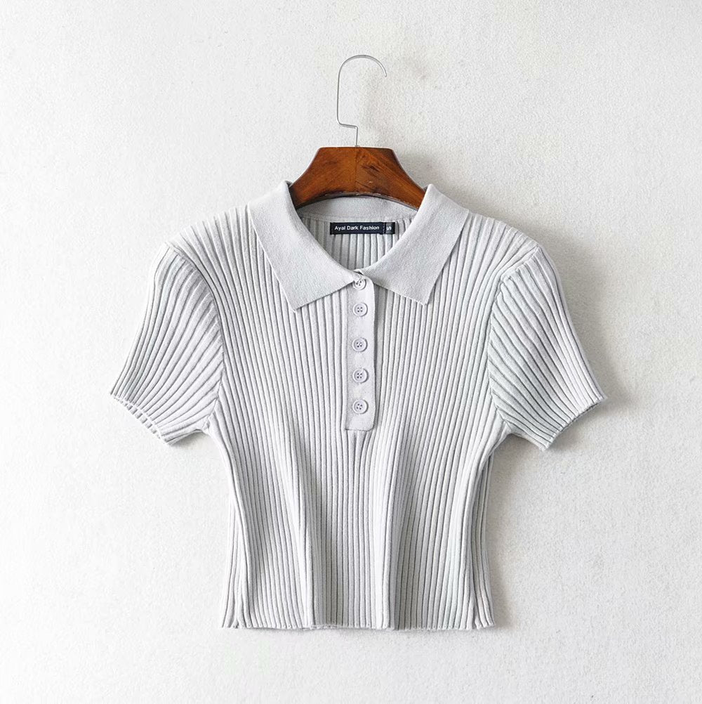 Front Buttons Knit Tops