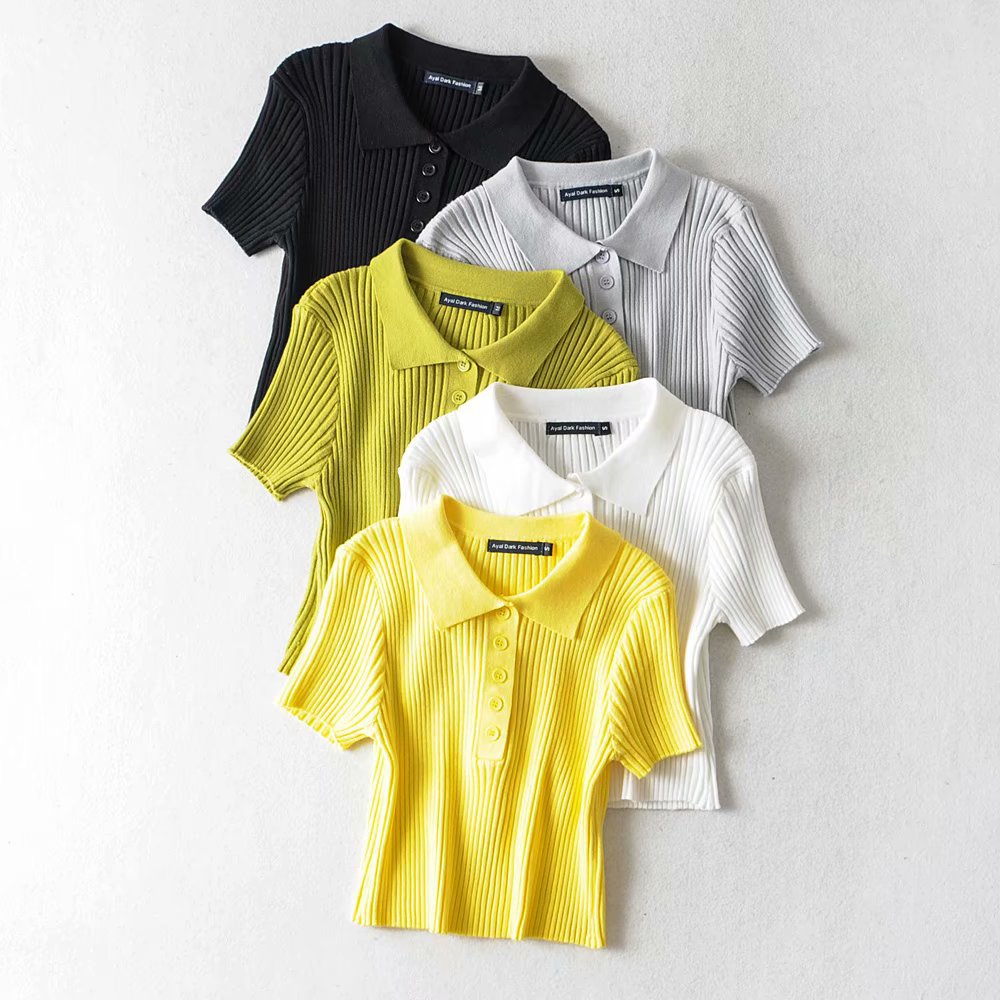 Front Buttons Knit Tops