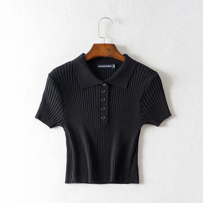 Front Buttons Knit Tops