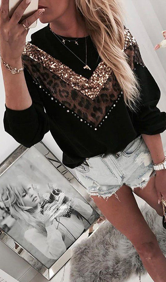Sequins Splicing Top