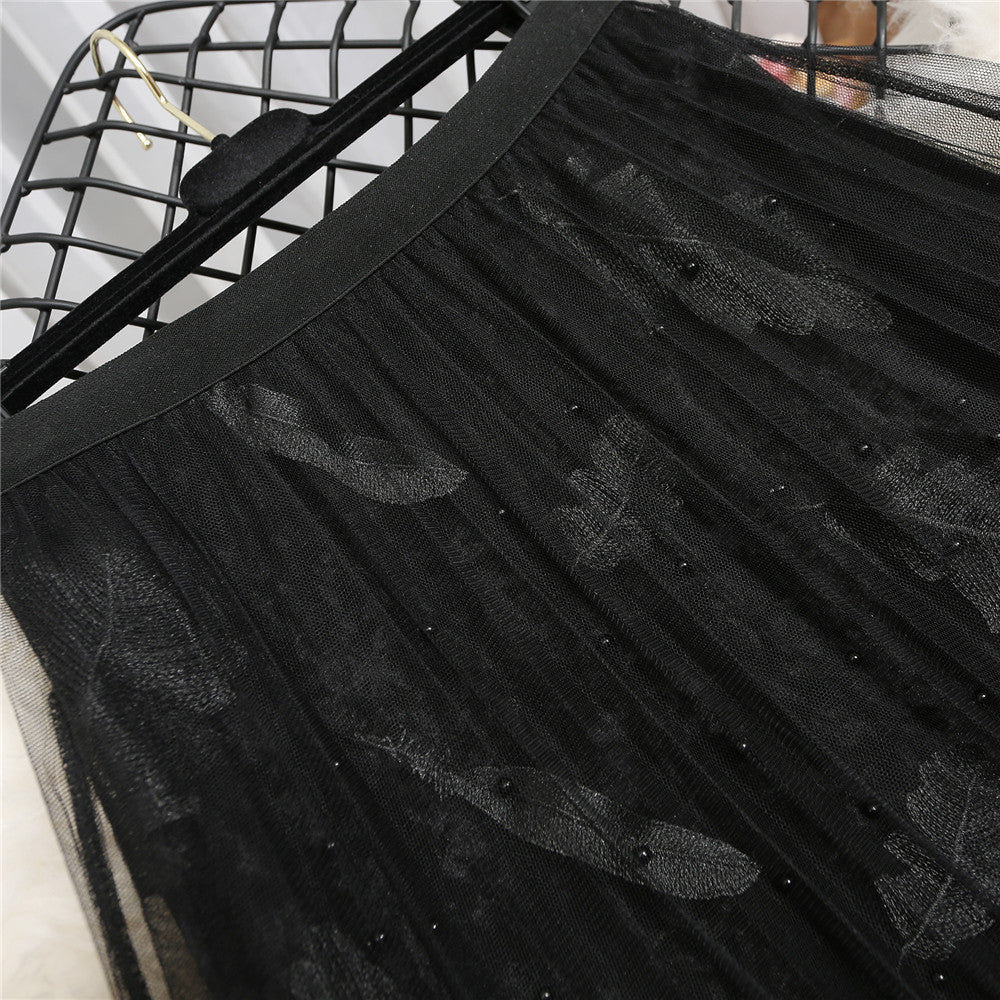 Grenadine Feather Embroidery Skirt