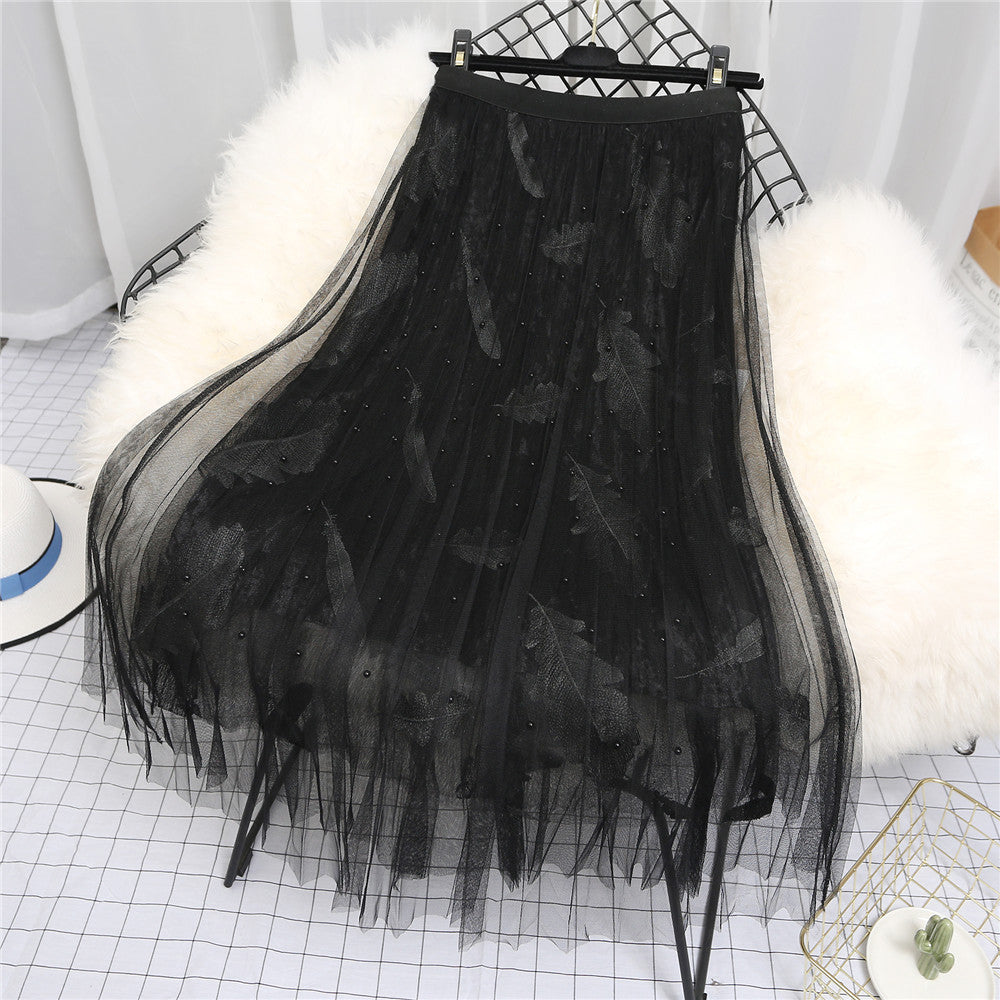 Grenadine Feather Embroidery Skirt