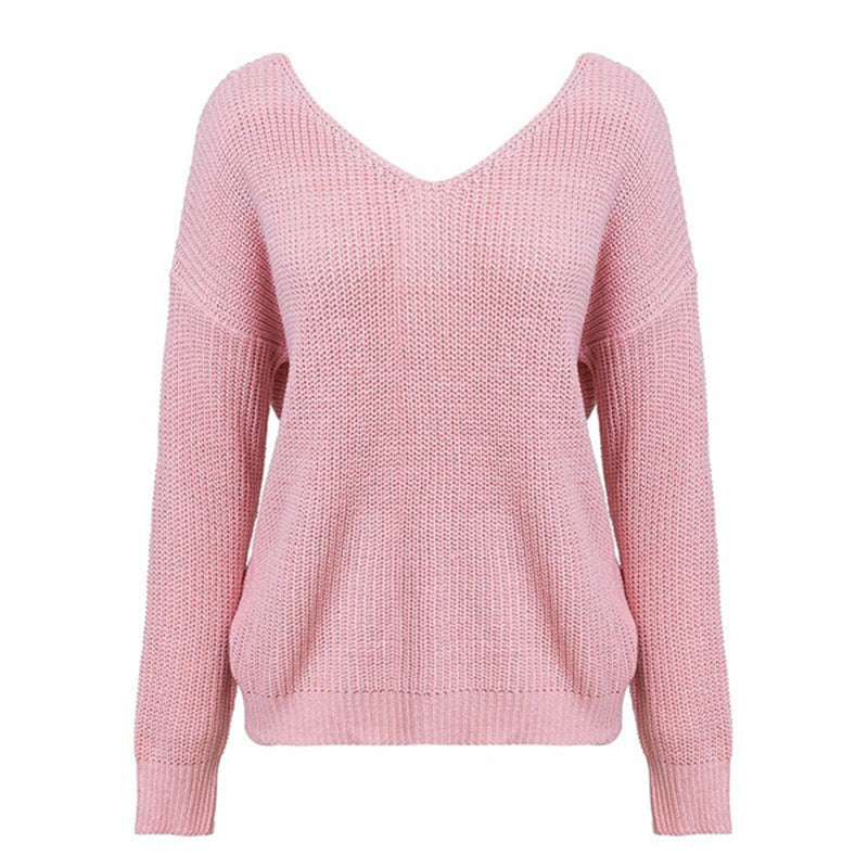 Back Cross Pearls Sweater