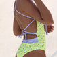Floral Back Lace Up Bikini Set