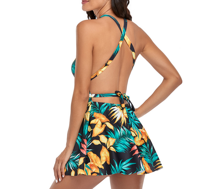 Deep V Neck Backless Swimwear