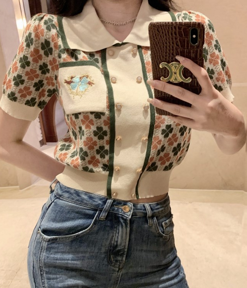 Knit Floral  Top