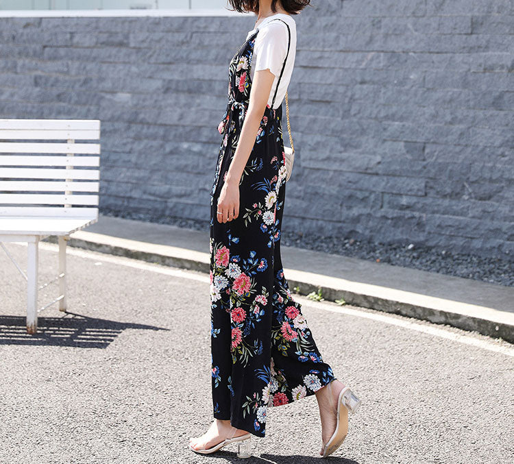Floral Romper And T Shirt Two Pieces Set