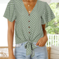 Front Buttons Deep V Neck Top