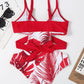 Leaves Print One Piece Swimsuit