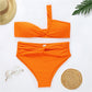 One Shoulder Hollow Out Bikini Set
