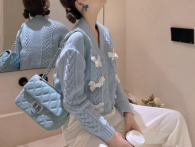 Bowknot Knotted Sweater Cardigan