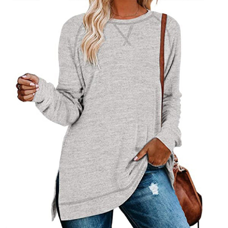 Round Neck Slit Top