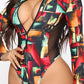 Long Sleeve Front Zipper Swimwear