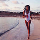 White One Piece Front Zipper Swimsuit, bikini, VIVIMARKS