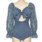 Long Sleeve Bow Swimsuit