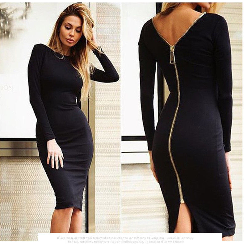 Back Zipper Bodycon Dress, dress, VIVIMARKS