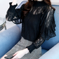 Long Sleeve Hollow Lace Top With Camisole