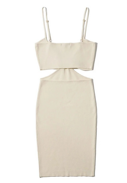 Deep V Neck Hollow Out Bodycon Dress