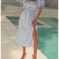 Checked Print Slit Dress