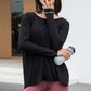 Back Slit Long Sleeve Top