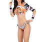 Leopard Print Long Sleeve Bikini Set