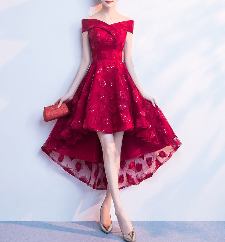Off The Shoulder High Low Cocktail Dress