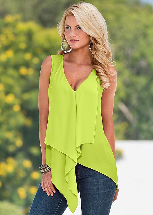 Sleeveless Chiffon Irregular Top, top, VIVIMARKS