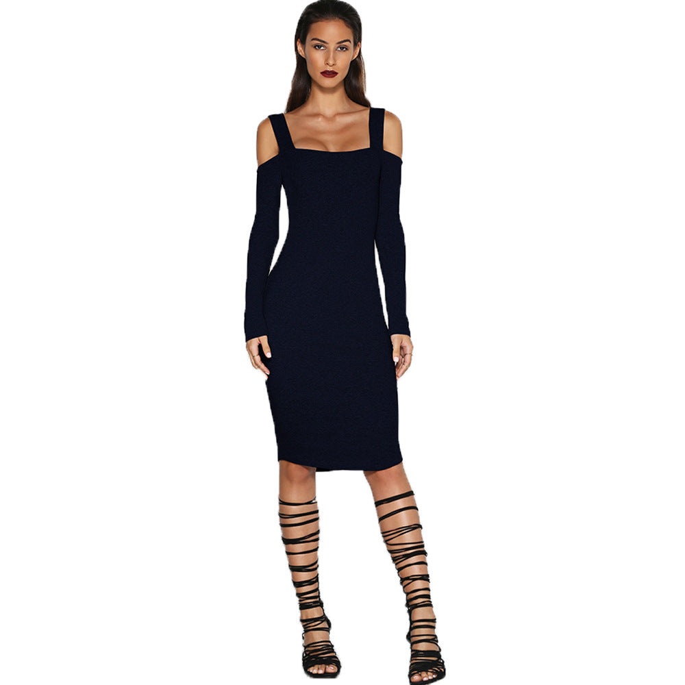 Long Sleeve Off The Shoulder Bodycon Dress, dress, VIVIMARKS