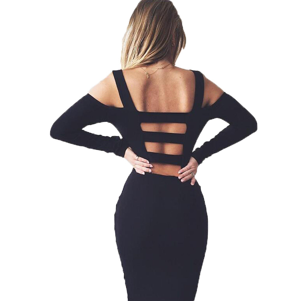 Long Sleeve Off The Shoulder Bodycon Dress, dress, VIVIMARKS