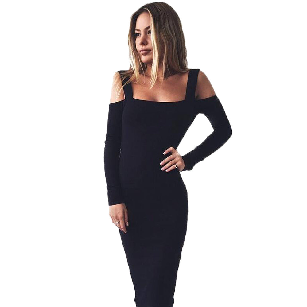 Long Sleeve Off The Shoulder Bodycon Dress, dress, VIVIMARKS