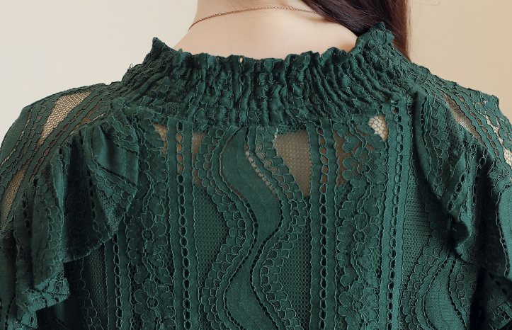 Long Sleeve Hollow Lace Top With Camisole