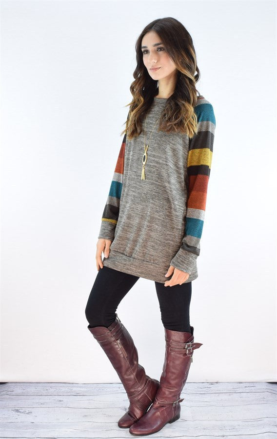 Casual Colorful Stripe Sweatshirt, sweatshirt, VIVIMARKS