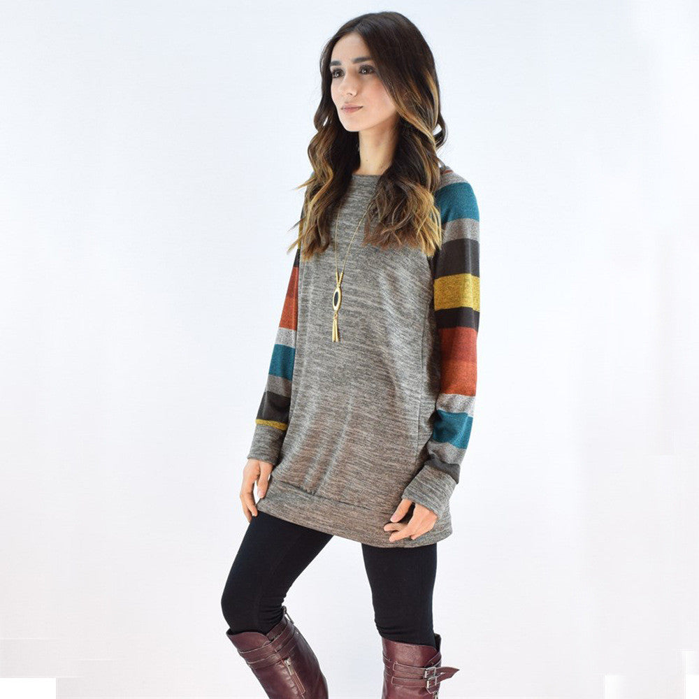 Casual Colorful Stripe Sweatshirt, sweatshirt, VIVIMARKS
