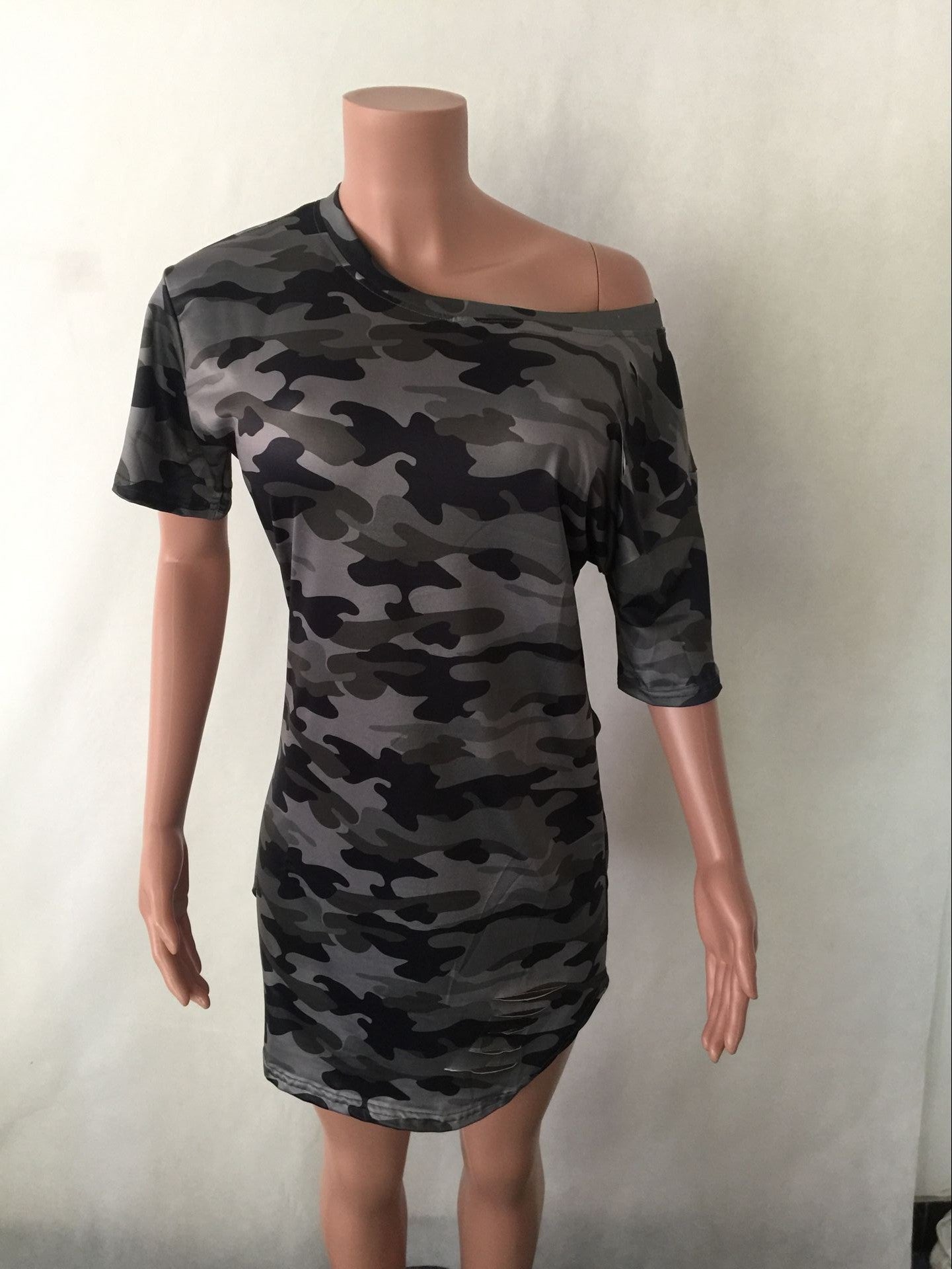 Camouflage Short Sleeve Dress, dress, VIVIMARKS