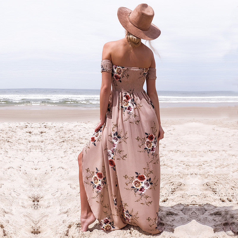 Off The Shoulder Floral Slit Dress, dress, VIVIMARKS