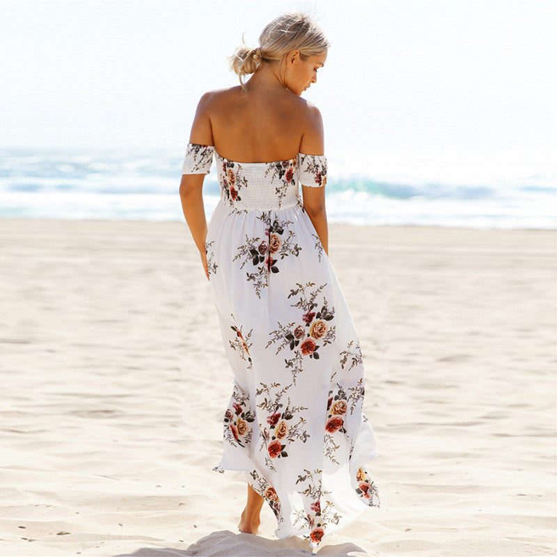 Off The Shoulder Floral Slit Dress, dress, VIVIMARKS