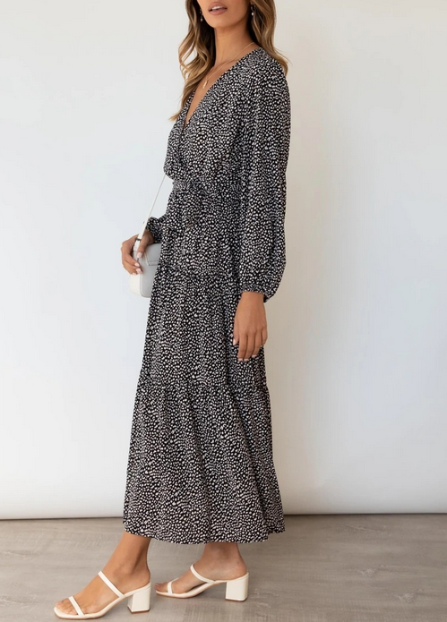 Dots V Neck Dress